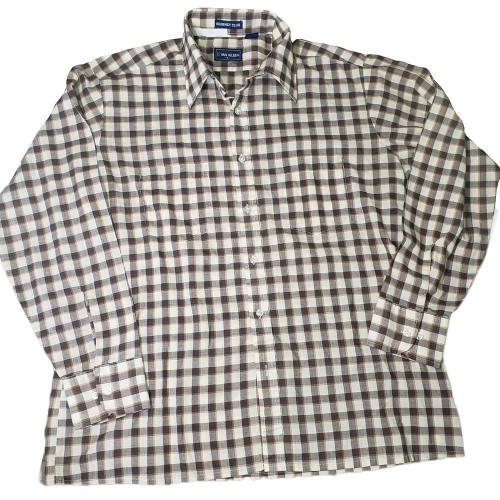Van Heusen 🎯 Brown & Cream Colored Flannel